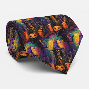 Cravate Éffrayant Afghan Hound Halloween sorcière et Citro