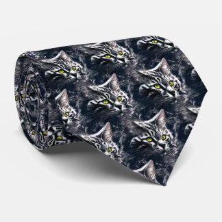 Cravate Electric Fractal Cat Neon Cyberpunk Tie