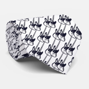 Cravate Electric Two Guitar Pattern in Navy Blue