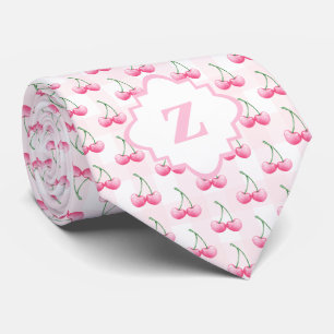 Cravate Elégant aquarelle rose cerisier Monogramme
