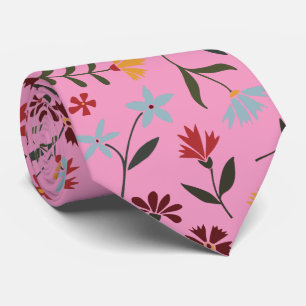 Cravate Elégant aquarelle rose motif floral