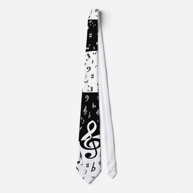 Cravate Élégant blanc et noir blanc de Clef Clave en fer b (Devant)