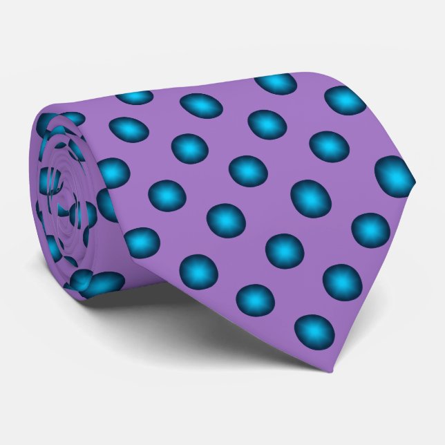Cravate Elégant Blue Polka Dot w. Arrière - plan Lavender (Roulé)