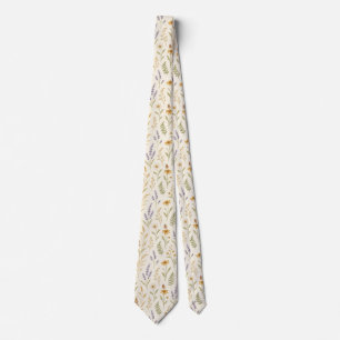 Cravate Elégant Boho aquarelle Fleur sauvage Floral
