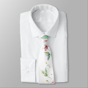 Cravate Elégant Boho Aquarelle Fleur sauvage verdure