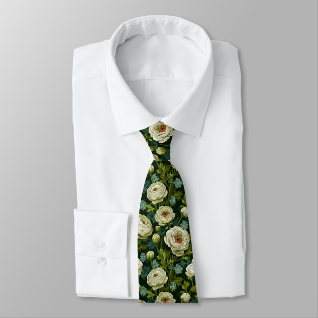 Cravate Élégant bouquet de renoncules pour garçon d'honneu (Attaché)