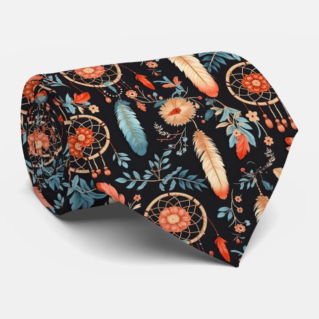 Cravate Elégant chevalet de rêve fleuri Boho carrelé (Roulé)