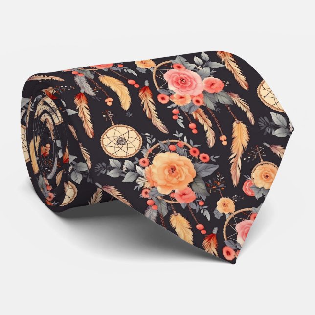 Cravate Elégant chevalier de rêve fleuri Boho tlled (Roulé)