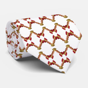 Cravate Élégant Collier de Maille Rouge et Or Motif Chemis