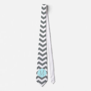 Cravate Élégant, cool, classique monogramme de chevron gri