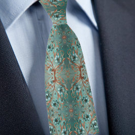 Cravate Élégant cuivre et Turquoise minima Flower