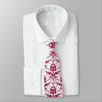 Elégant damas vintage rouge foncé sur blanc