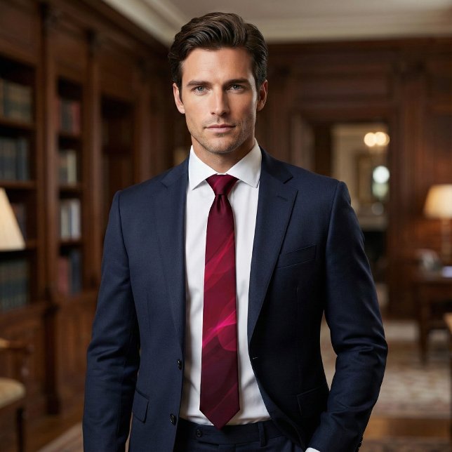 Cravate Elegant Deep Burgundy Abstract Wave (Créateur téléchargé)