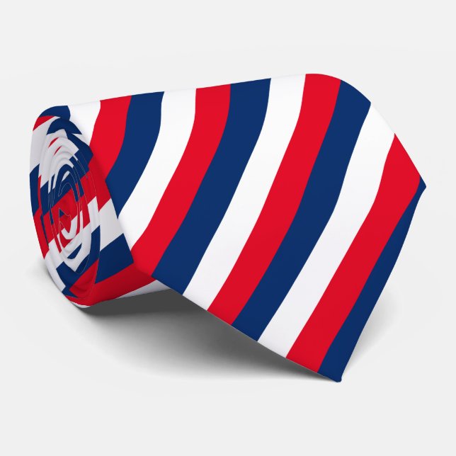 Cravate Elégant drapeau bleu blanc rouge Patriotique rayé (Roulé)