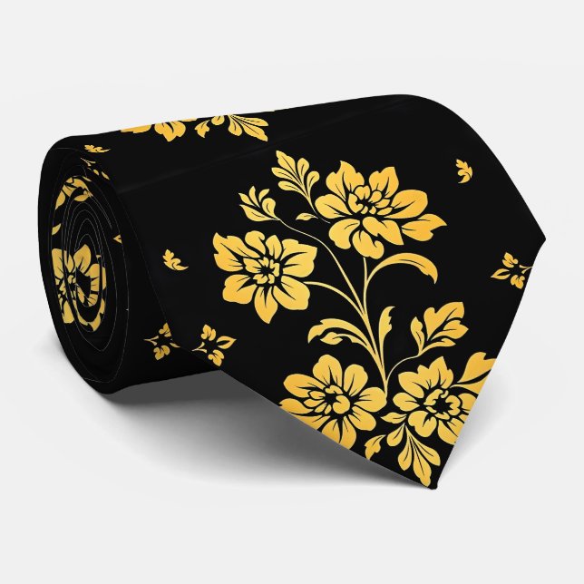 Cravate Elégant Floral Luxe Collection Moderne (Roulé)
