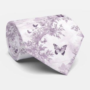 Cravate Élégant floral pourpre et papillons