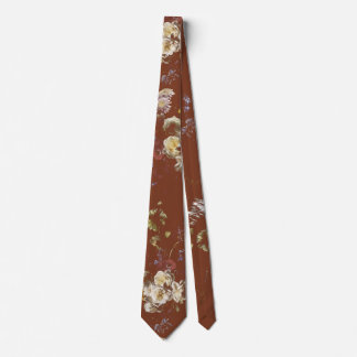 Cravate Élégant Floral Vintage Sombre