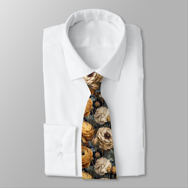 Cravate Elegant Gifts For Men Ranunculus Flower (Attaché)