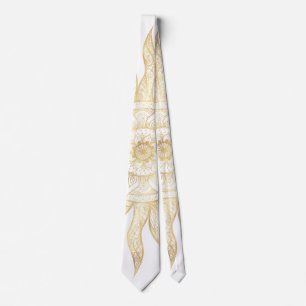 Cravate Elégant Gold Sun Mandala Design