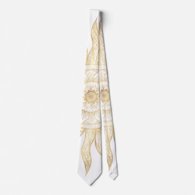 Cravate Elégant Gold Sun Mandala Design (Devant)