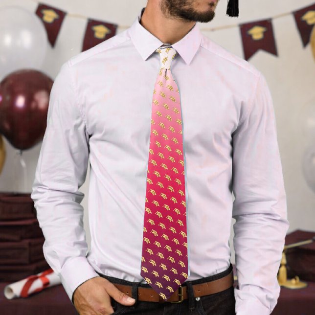 Cravate Elegant Graduation Tie Gold Mortarboard Pattern (Créateur téléchargé)