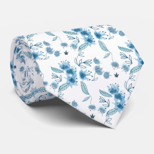 Cravate Elégant jardin royal bleu et rustique motif Si