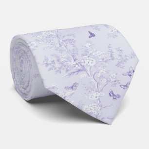 Cravate Élégant lavande pâle floral et papillons
