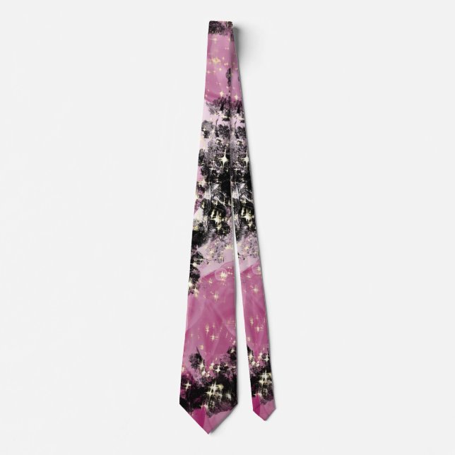 Cravate Élégant Mariage rose et noir (Devant)