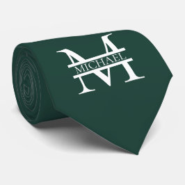 Cravate Élégant Monogramme et nom Emerald Green Personnali