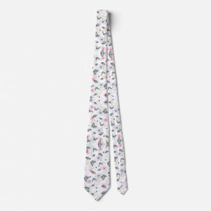 Cravate Elégant motif de fleurs et papillons modernes