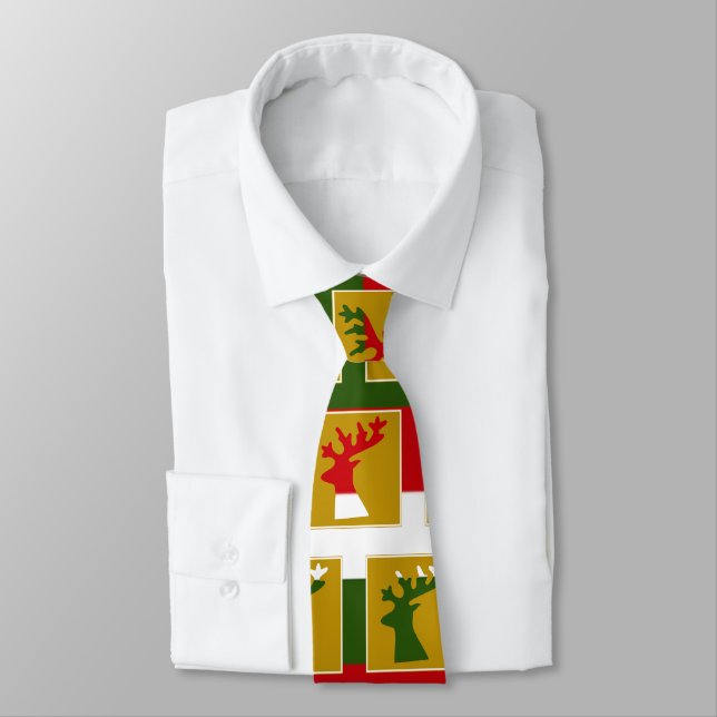 Cravate Élégant Motif de rennes de vacances Vert Rouge & O (Attaché)
