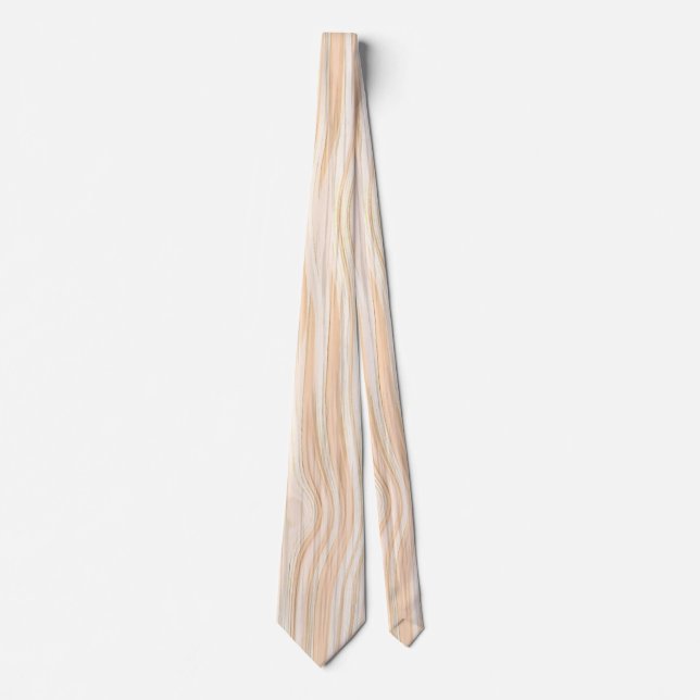 Cravate Élégant Motif en bois pastel blanc chic (Devant)