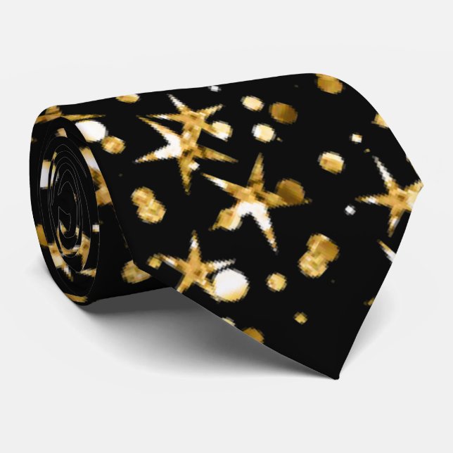 Cravate élégant motif étoile noir (Roulé)