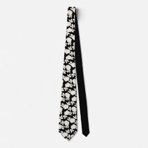 Cravate Élégant motif floral noir et blanc