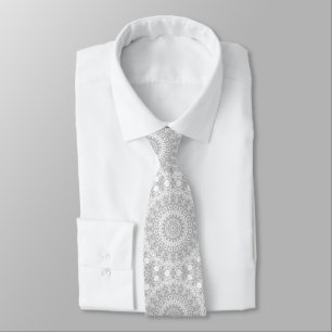 Cravate Élégant Motif Mandala argent