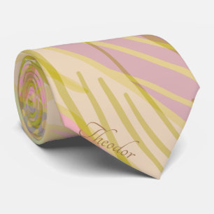 Cravate Élégant Motif violet rose papillon or