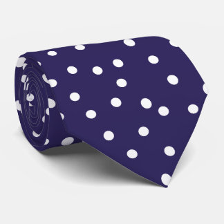 Cravate Elegant Navy Blue White Polka Dots  Groom Gift  