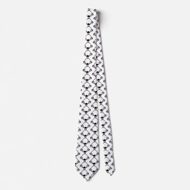 Cravate Élégant noir et blanc Lacrosse bâtons Motif (Devant)