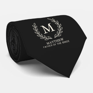 Cravate Élégant noir père de la mariée initiale mariage