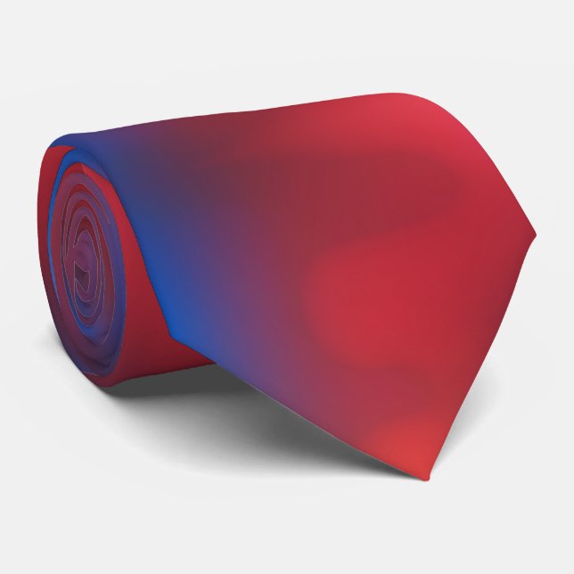 Cravate Élégant Ombre rouge bleu (Roulé)