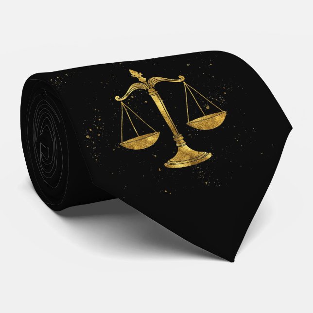 Cravate Elégant or - Black Libra Zodiac (Roulé)
