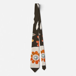 Cravate Elegant Orange Flower Pattern Tie