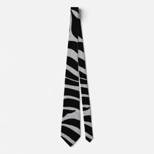 Cravate Elégant Parties scintillant noire Silver Zebra Po