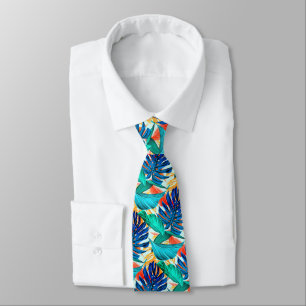 Cravate Elegant Party Neck Tie with Tropical Palm Leaves 