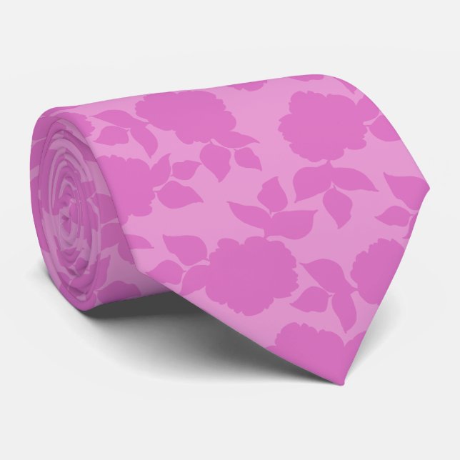 Cravate Elegant Pink Flower Groom Gift   (Roulé)