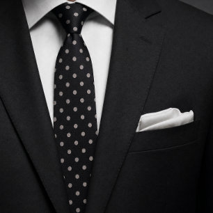 Cravate Élégant pois noir et ivoire en jacquard sans coutu