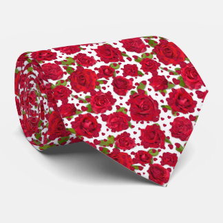 Cravate Elegant Red And Dark Pink Floral Roses Pattern