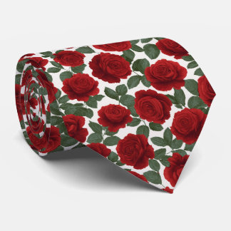 Cravate Elegant Red Rose Seamless Floral Pattern