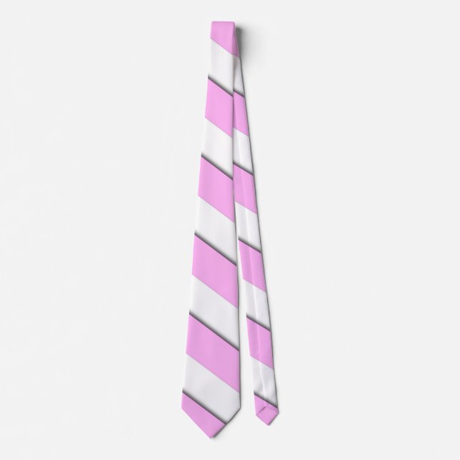 Cravate Élégant rose blanc Chevron Motif (Devant)