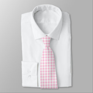 Cravate Élégant rose et blanc En vichy Motif